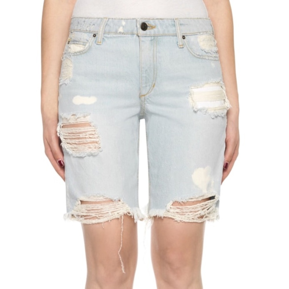 Joe’s $158 Mid Rise Bermuda Distressed Jean Shorts